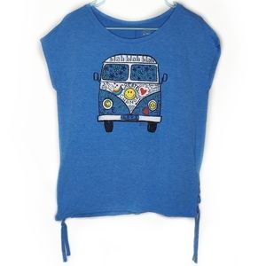 Justice Cap Sleeve Hippie Bus Graphic Tee Blue 20